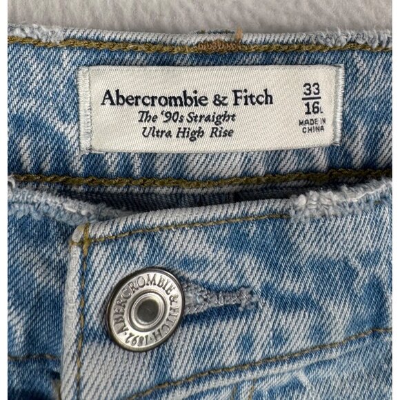 Abercrombie & Fitch 90s straight leg ultra high jeans retro boho sz 33L - Picture 2 of 8